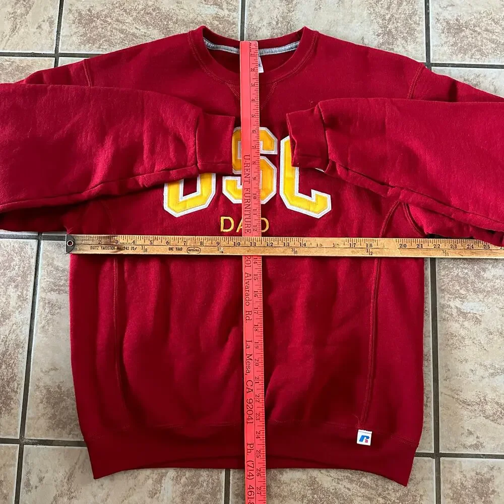 USC‎ Trojans Embroidered Russell Athletic Dad Pullover Sweater Size Medium